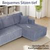 Fully Compressed L-shaped Corduroy Sofa, 2-person Seating Group + Chaise Longue Corner, Soft High-density Foam Padding, for Living Room, Gray