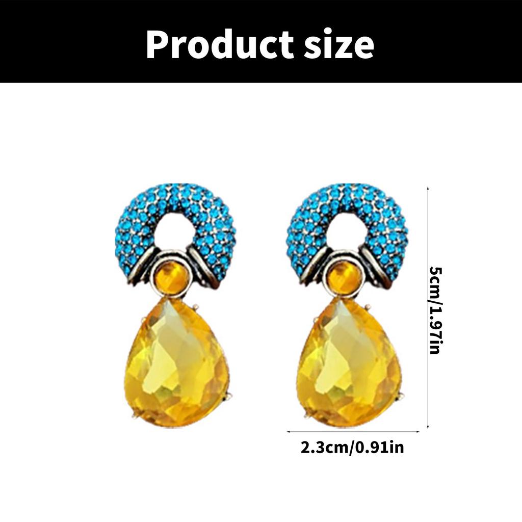 Chic Rhinestone Embellished Teardrop And Circle Metal Studs Earrings Accessory Perfect For Enhancing Any Outfit