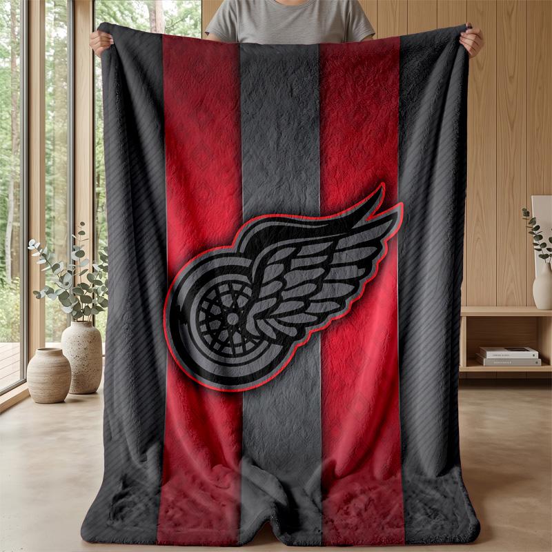 Detroit Red Wings Flannel Fleece Blanket Cozy Warm Throw Blanket For Couch Bed Travel All Season Use