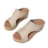 Women’s Wide-Fit Wedge Platform Peep-Toe Slide Sandals with High-Heel Design for Comfortable Summer Wear