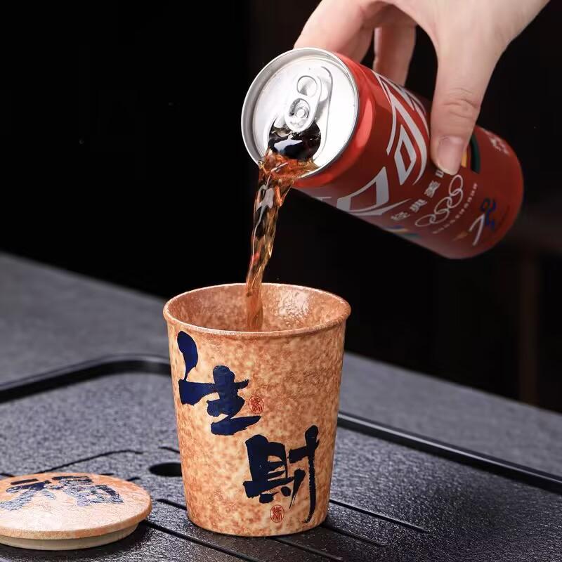 Flint Red Ore Coarse Pottery Master Cup Tea Cup Teacup Chinese Retro Kung Fu Tea Set Personal Coke Cup