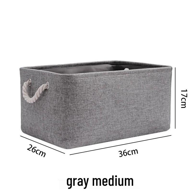 Thickened Foldable Linen Storage Basket with Handle for Cosmetics and Sundries