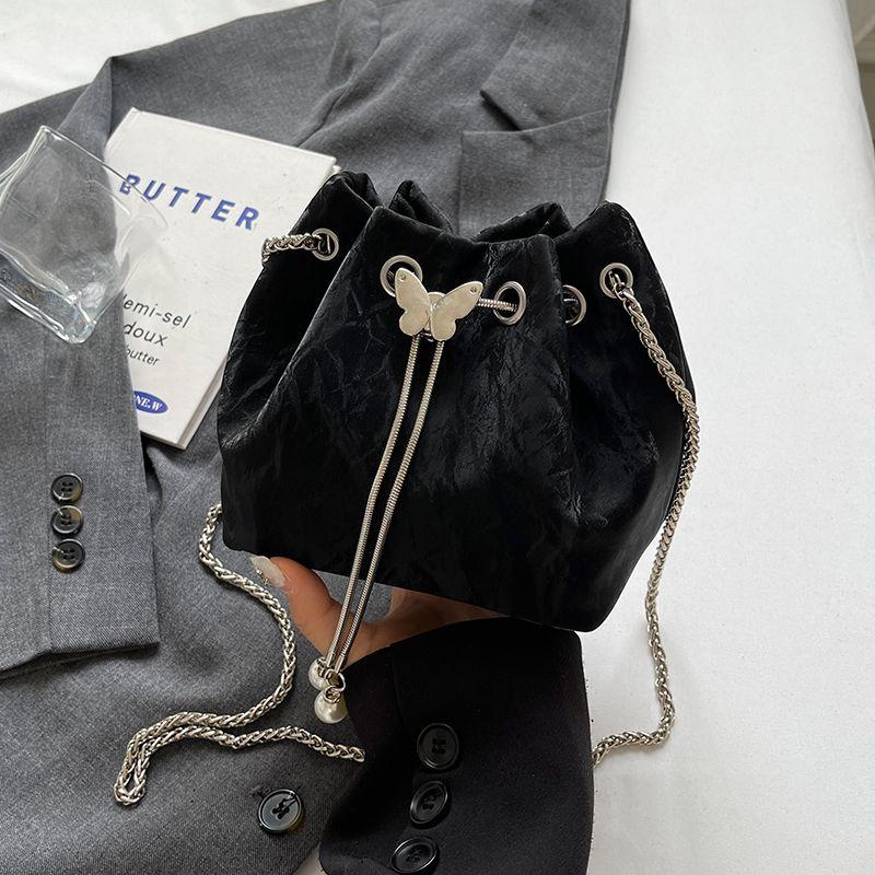 

Корейская летняя сумка-ведро через плечо с цепочкой оригинального дизайна Black without Satchel