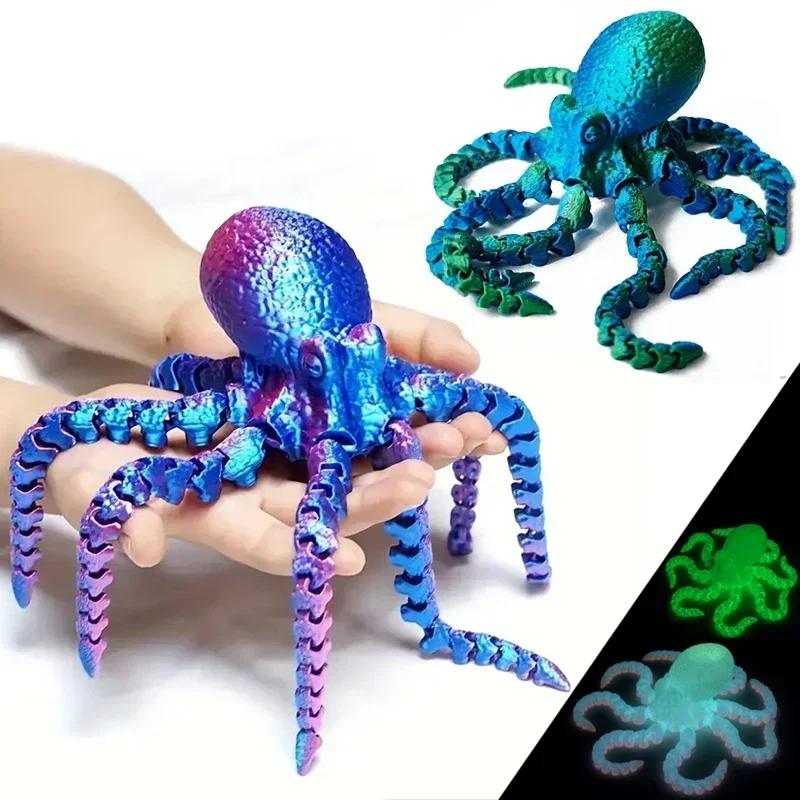 3D-gedruckter Oktopus Bewegliche Gelenke Fidget Spielzeug Heim-Büro Schreibtisch-Dekoration Meeresbewohner Deko Geschenke Kinderspielzeug Ornamente