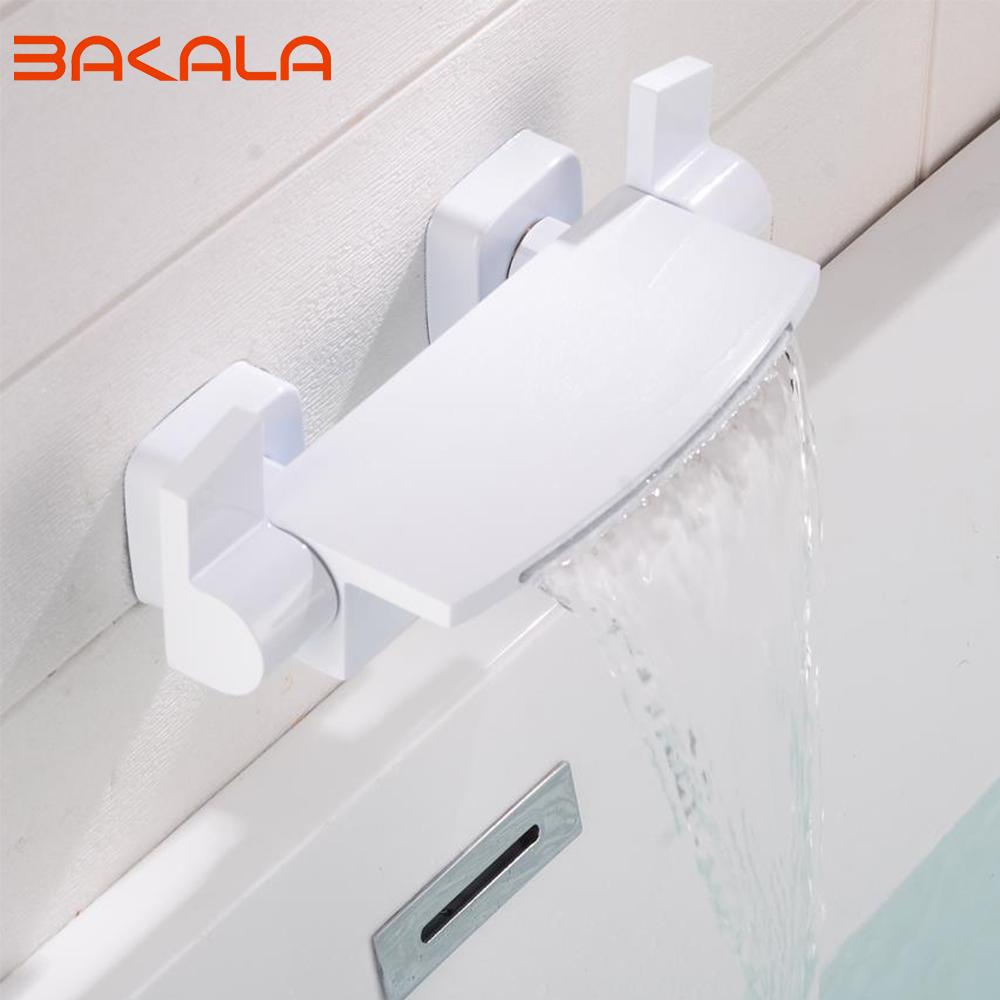 4 Farben Unterputz Verdeckte Badezimmer Waschbecken Armatur Wasserfall Doppelgriff Einzelsteuerung Badewannenarmatur Wandmontierte Mischbatterie Wannenarmatur