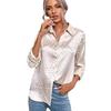 Women's Long Sleeve Lapel Button-up Leopard Jacquard Blouse Elegant Commute Shirt for Leisure