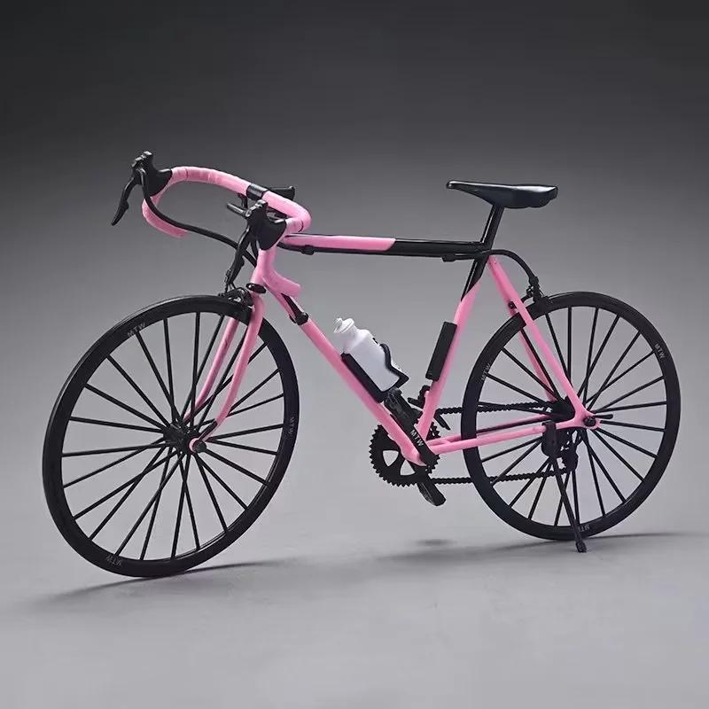 Modelo de bicicleta amarela rosa simulação coleção brinquedos presentes