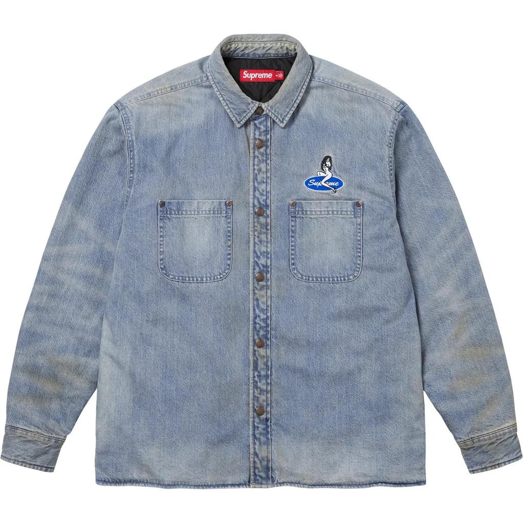 Supreme Quilted Lined Denim Snap Shirt Dirty Indigo