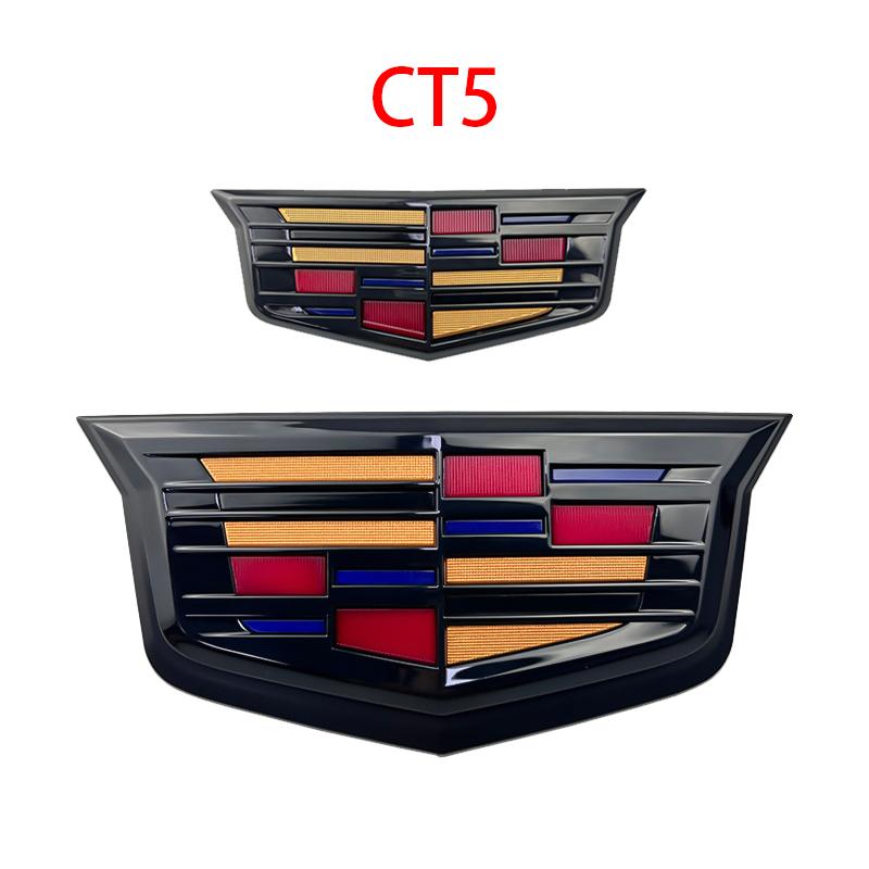 2PCS CT5 Emblem for Cadillac Rear Trunk Badge Stickers Decals Auto Refit Accessories ABS Car Logo Front Grille Exterior Styling