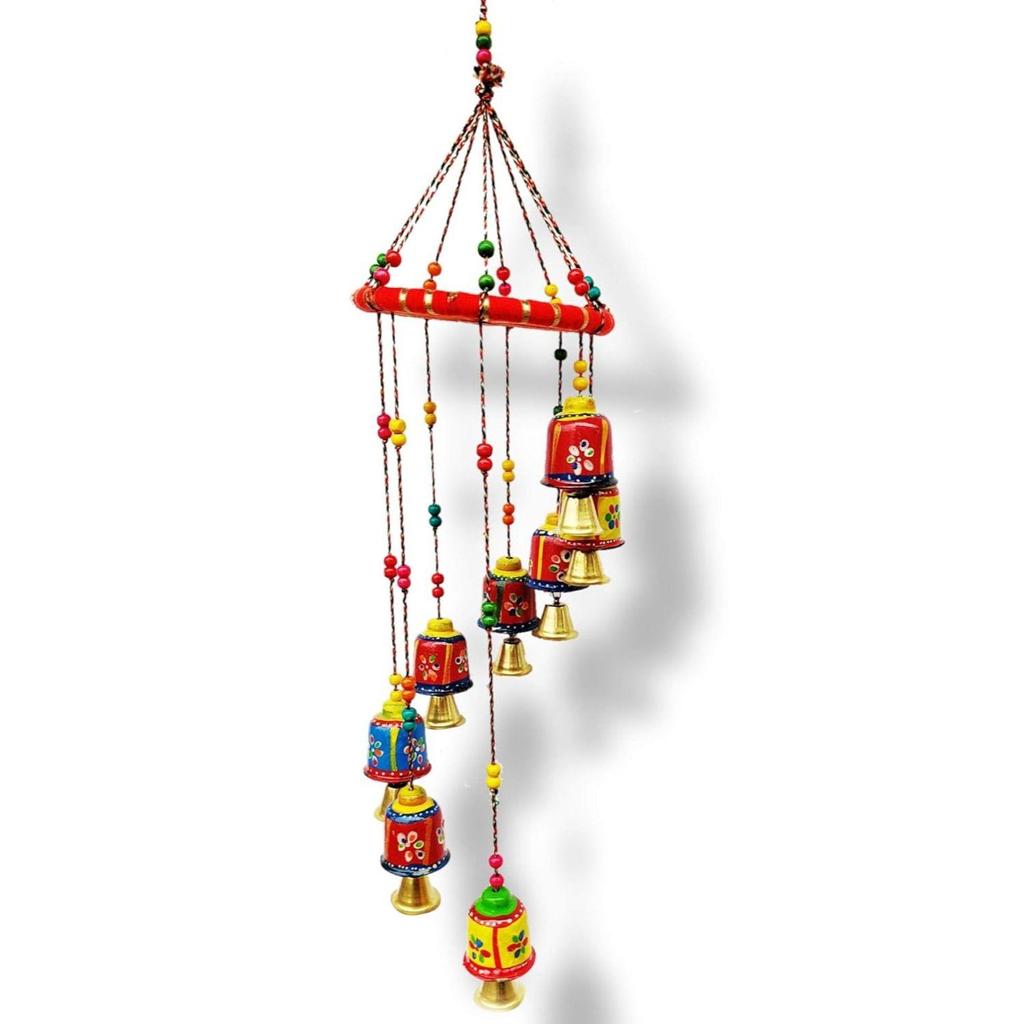 Handmade Rajasthani Metal Multicolor Bells Wall Hanging for Home Decor | Living Room | Bedroom | Door Hanging(Pack of 1)