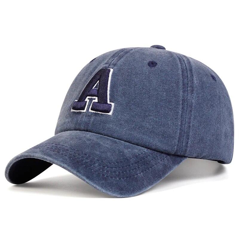 Casquettes de Baseball Unisexes Broderie Lettre A Lavées Printemps et Automne Chapeaux Casuels Réglables d'Extérieur Chapeau Anti-Soleil