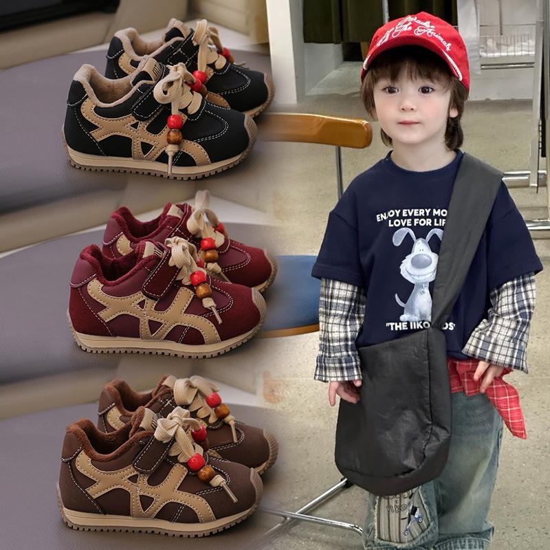 Boys Fleece Sneakers Winter New 1-3-6 Year Old Children Two Cotton Forrest Gump Shoes Kindergarten Baby Warm Shoes