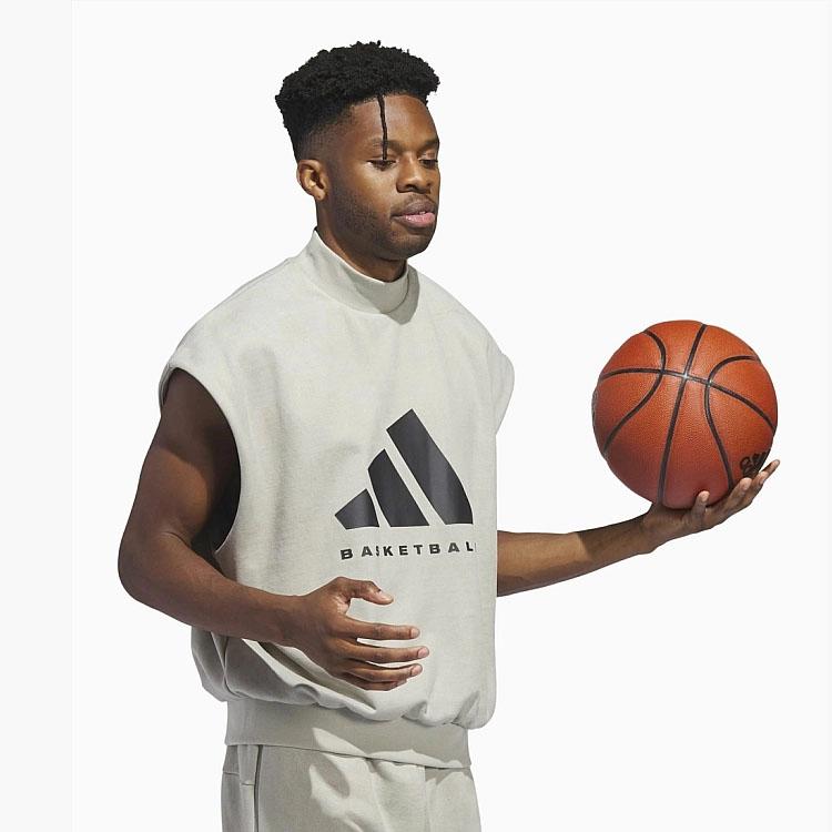 Adidas Chapter 01 Basketball Print Cropped Sleeveless Hoodie Unisex Tops Sesame IN7704