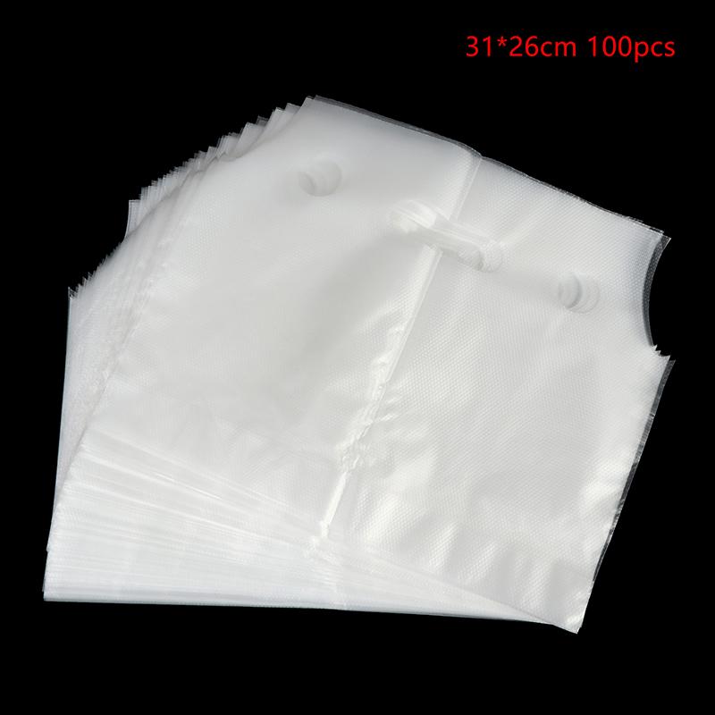 100Pcs Single/Double Cup Milk Tea Packaging Bags Frosted Transparent Disposable Beverage Plastic Bags Coffee Takeout Tote Bag