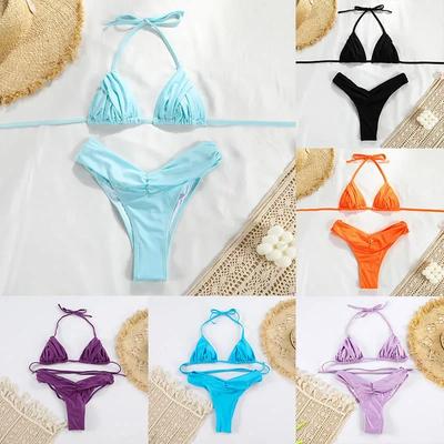 Bandage Bikinis Set Sexy Bikini Sets Solid Swimsuit Women Beachwear 2026 Summer Swimwear High Cut Bathing Suit Beach Biquinis
