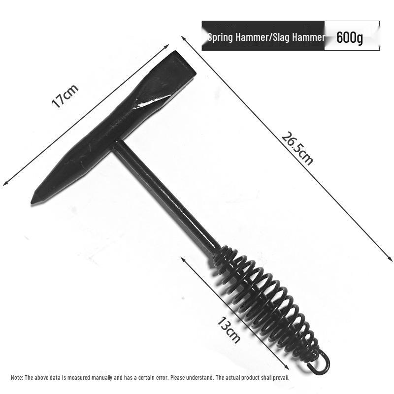 Multifunctional Rust & Welding Hammer with Carbon Steel, Ice Breaking, Black Spring Handle Deslagging Hammer