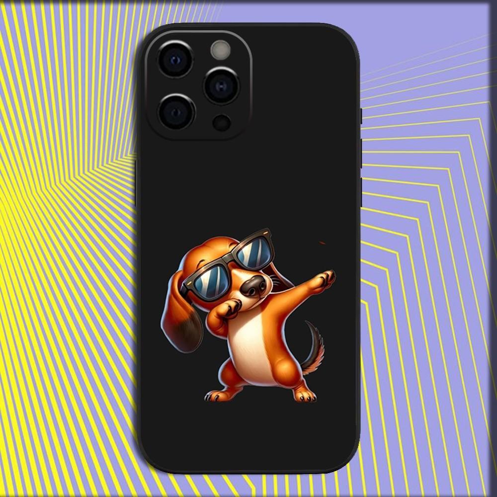 Dachshund Dog Love Phone Case For iPhone 16,15,14,13,12,11,Pro,X,XS,Max,XR,Plus,Mini Soft Black Cover