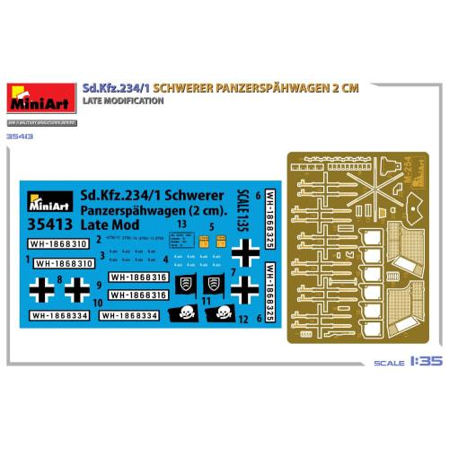 Miniart 1/35 Sd.Kfz.234/1 Heavy Armored Reconnaissance Vehicle (2cm Gun Mounted) Late Model Plastic Model MA35413 (Military Vehicle)