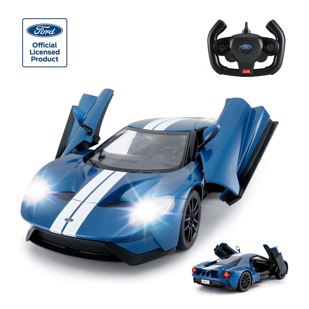 Rastar RC Car 114 Scale Ford GT RC Radio Control Car for Kids, with Manually Openable Doors, Blue, 2.4GHz