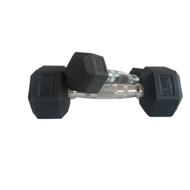 Rubber-Coated Hex Dumbbells - Solid Cast Iron for Home Gym Fitness and Muscle Building