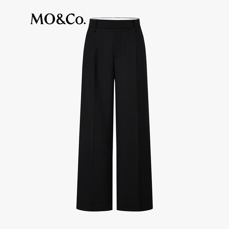 MO&Co. Women's Wool Blend Wide-Leg Trousers