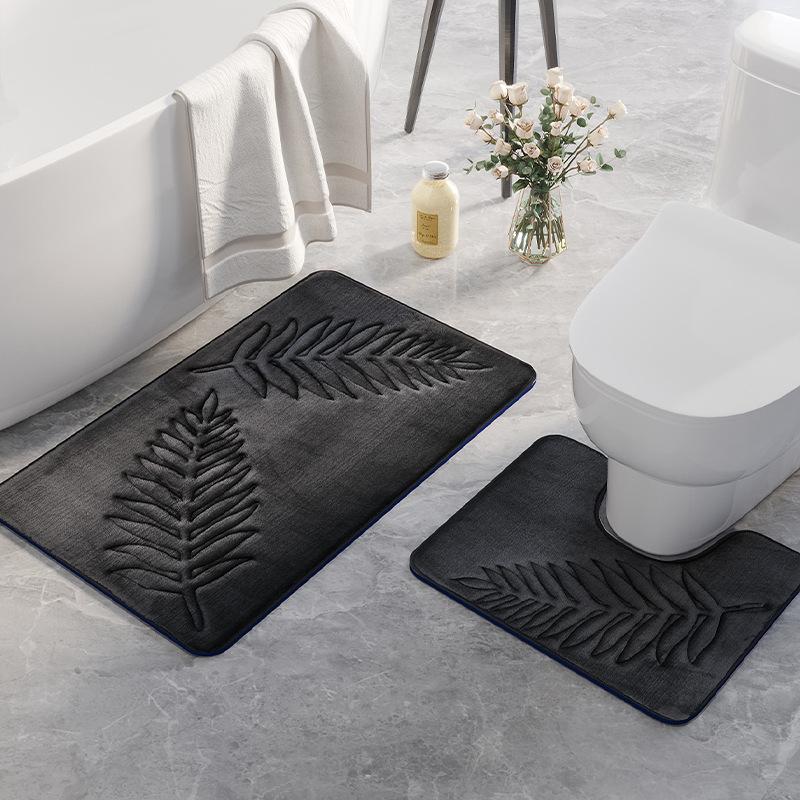 2 DB Levelek Memóriahabos WC Padló Szőnyeg Fürdőszoba Nedvszívó Csúszásmentes Szőnyeg Nappali Hálószoba Konyha Előtér Szőnyeg 50x80and40x50cm sötétszürke szín