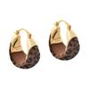 2026 Autumn Winter Maillard Leopard Print Flocking Hoop Earrings - Vintage Velvet Burgundy Ear Buckles for Women Niche Design Jewelry