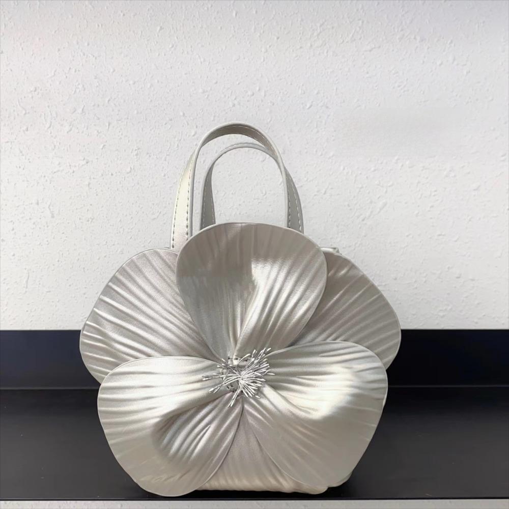 New Chinese-Style Floral Bucket Bag Flower French Mini Tote Bag Drawstring Bucket Purse Women