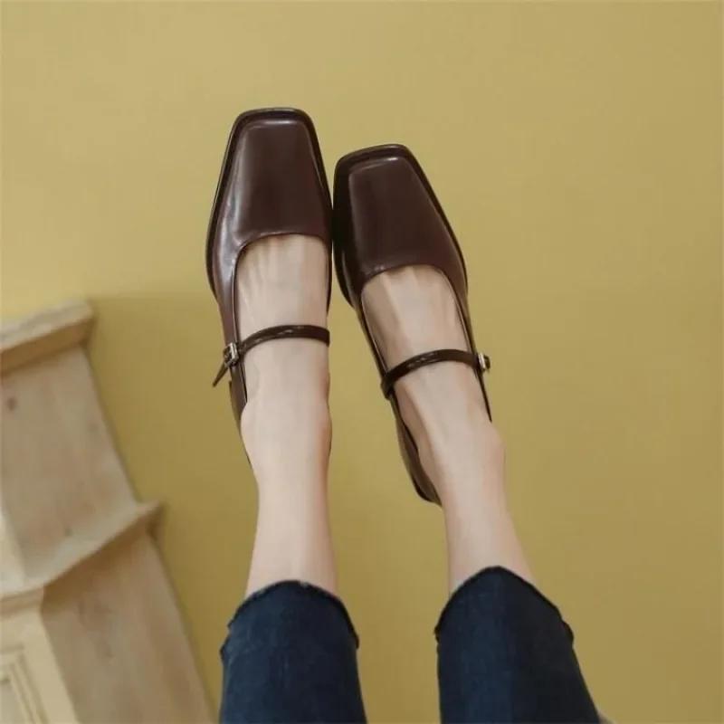 Shallow Mouth Shoes On Heels Square Toe Female Footwear Casual Sneaker Clogs Platform 2024 Fashion Women's Summer New Dress