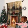 2 Stück 2D Flachdruck Frohe Weihnachten Beliebte Vorhänge Antiker Weihnachtskamin Vielseitiger Stoff Ohne Strom Feiertag