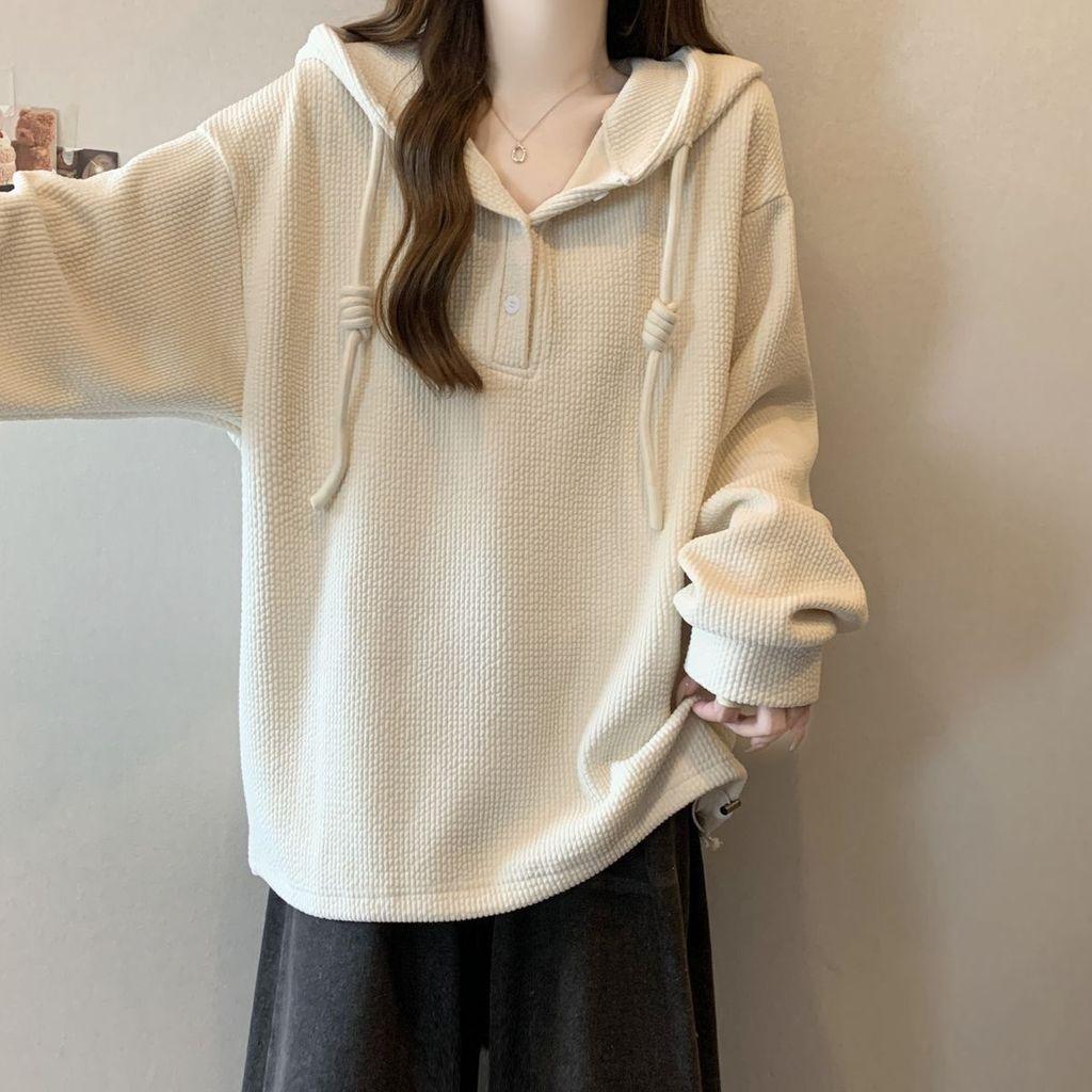 Style Oversized Hoodie With Polyester Fabric And Drawstring For Casual Office Wear