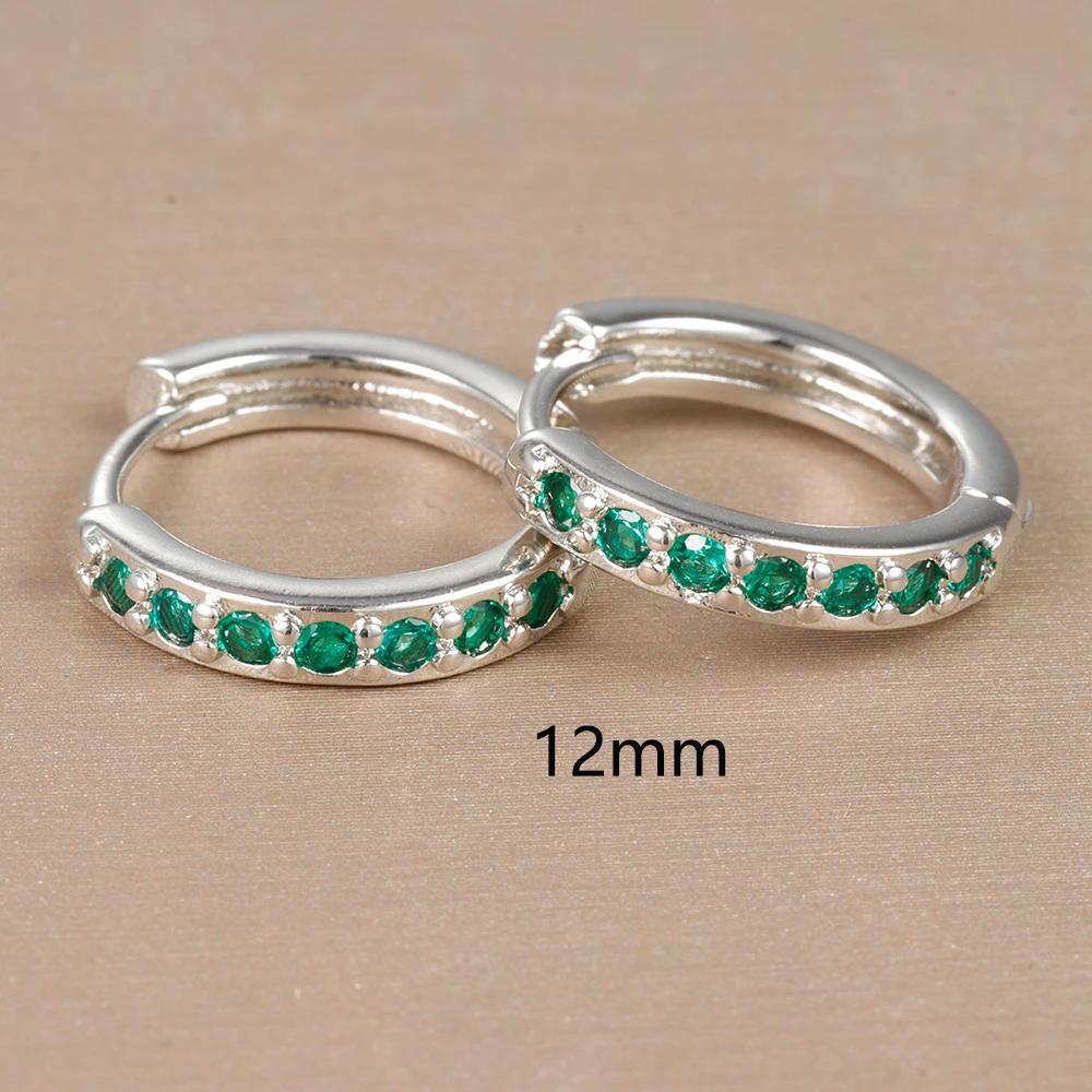 

2PC Stainless Steel Green Small Hoop Earrings for Women Tiny Round Circle Zircon Piercing Earings personalized Trend Jewelry