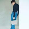 SCOTCH GRAIN Plain Tape Handle Tote Greige [Breath TOPKAPI] Two-Tone Bag, Small,