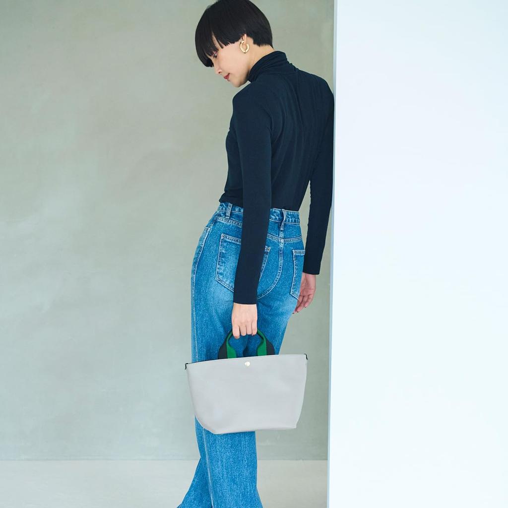 SCOTCH GRAIN Plain Tape Handle Tote Greige [Breath TOPKAPI] Two-Tone Bag, Small,