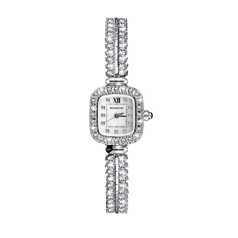 Diamond Bracelet Ladies Watch Girls Fashion Square Zircon Quartz Watch