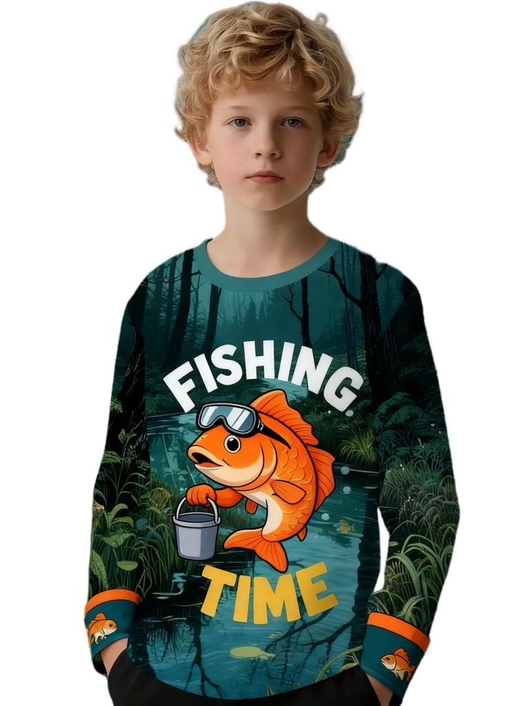Outdoor Fishing 3D Print Children's Tops from 2 to 8 Year T-Shirts for Boys Girls Kids Clothes Summer Short Sleeve Clothing Boy