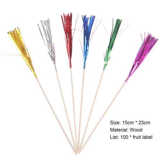 100 Stück Lebensmittelstäbchen, glitzernd, rutschfest, bunte Einweg-Party-Salat-/Kuchen-/Obststäbchen, Urlaubsbedarf