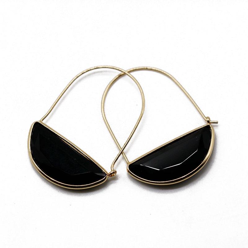 Green Translucent Japanese & Korean Semicircular Crystal Earrings - Versatile & Stylish for Women