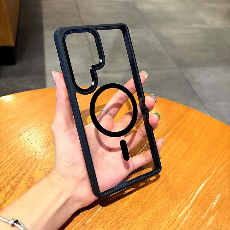 Gold Shield Magnetic Suction Suitable for New Samsung S25Utra Mobile Phone Case S24 Full-pack Magnetic Suction Protective Case Metal Camera Frame