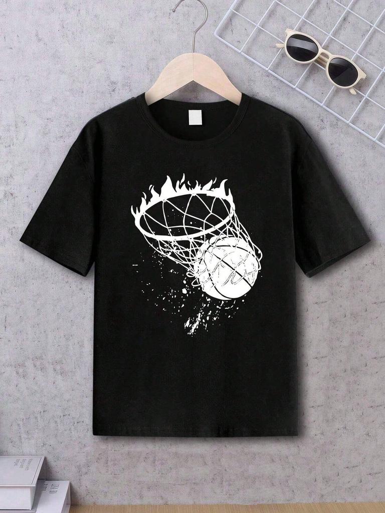 Fashionable Basketball Print Tshirt Casual Summer Tshirt Short Sleeve Crew Neck Clothing Women Clothing Fashion Personality