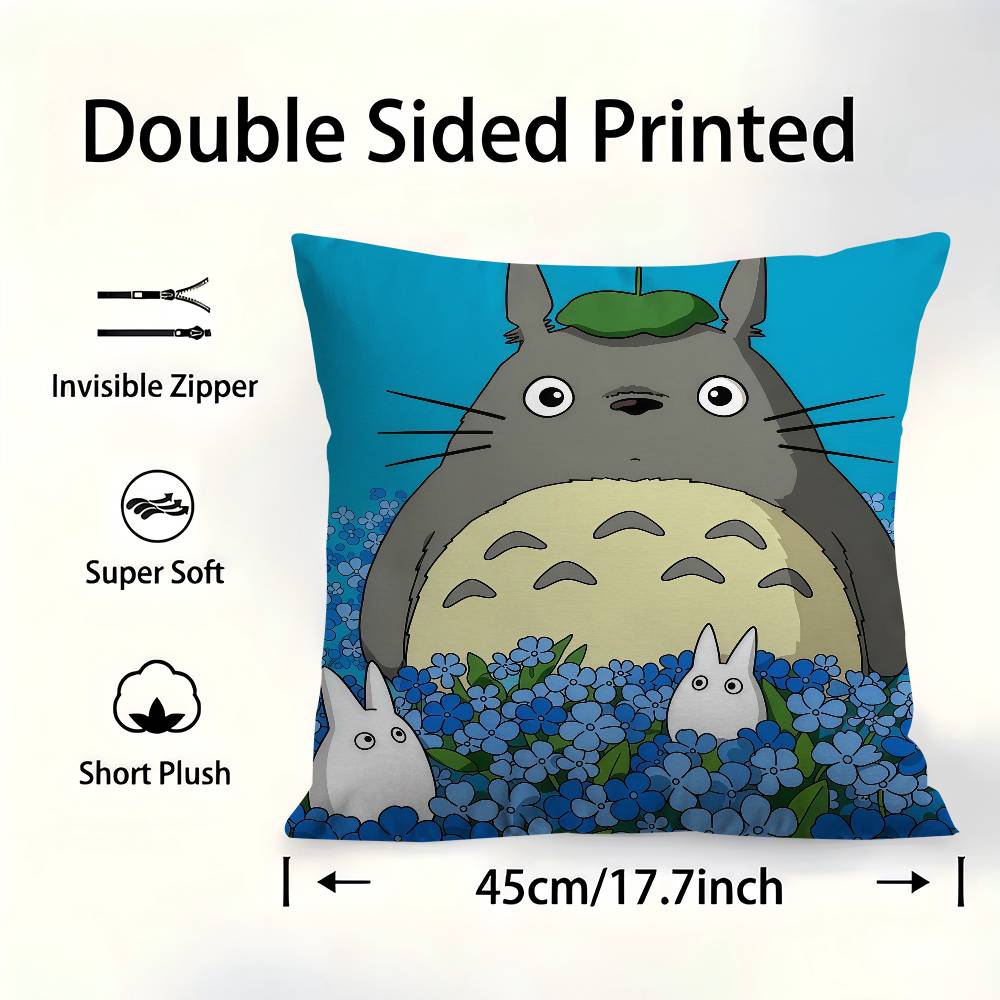 Cute T-Totoros Pillow Gifts Home Office Furnishings Bedroom Sofa Car Cushion Cover Case 45X45Cm