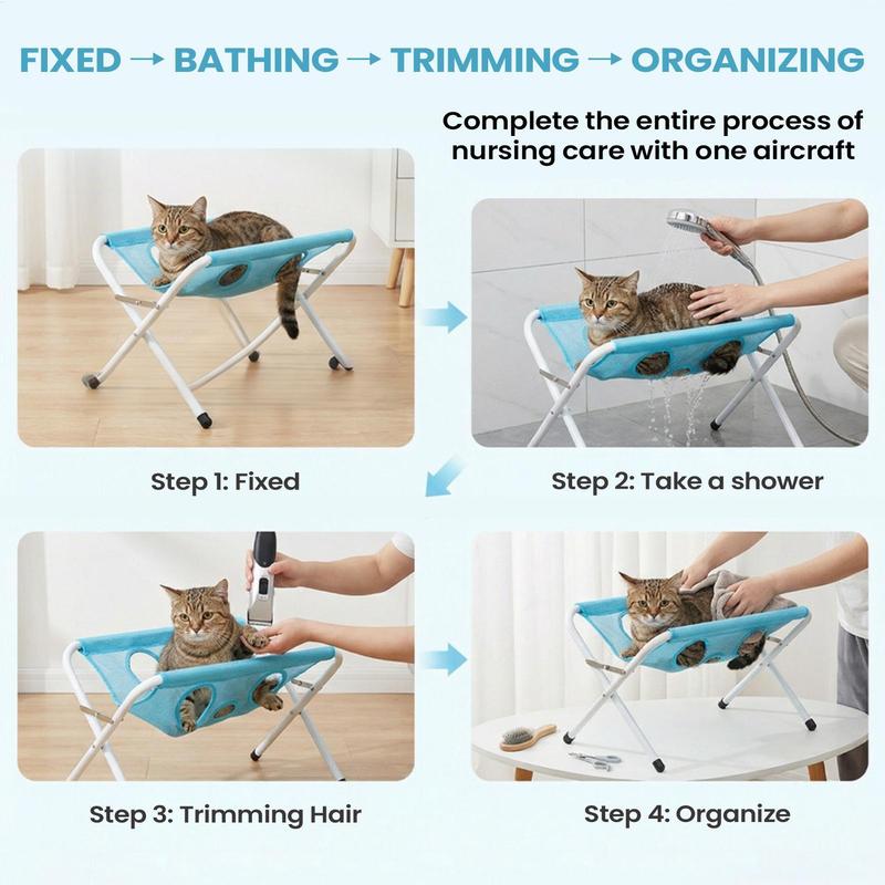 Cats Dog Grooming Bed Pet Nail Trimming Hammock Table Foldable Breathable Mesh Bath Rack Pet Washing Station With Support Frame