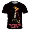 3D Printed Anime Luffy Short Sleeve T-shirt for Boys