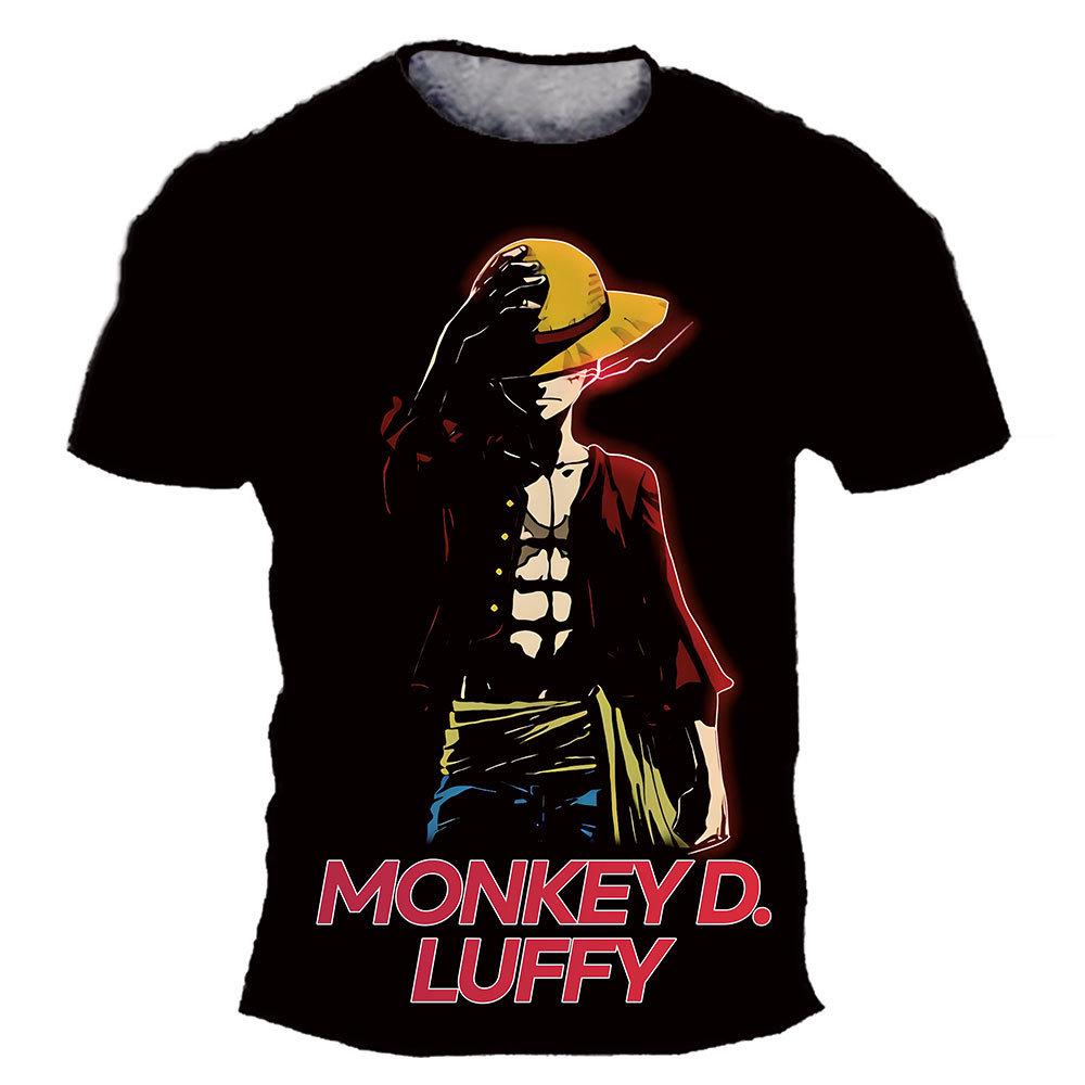 3D Printed Anime Luffy Short Sleeve T-shirt for Boys