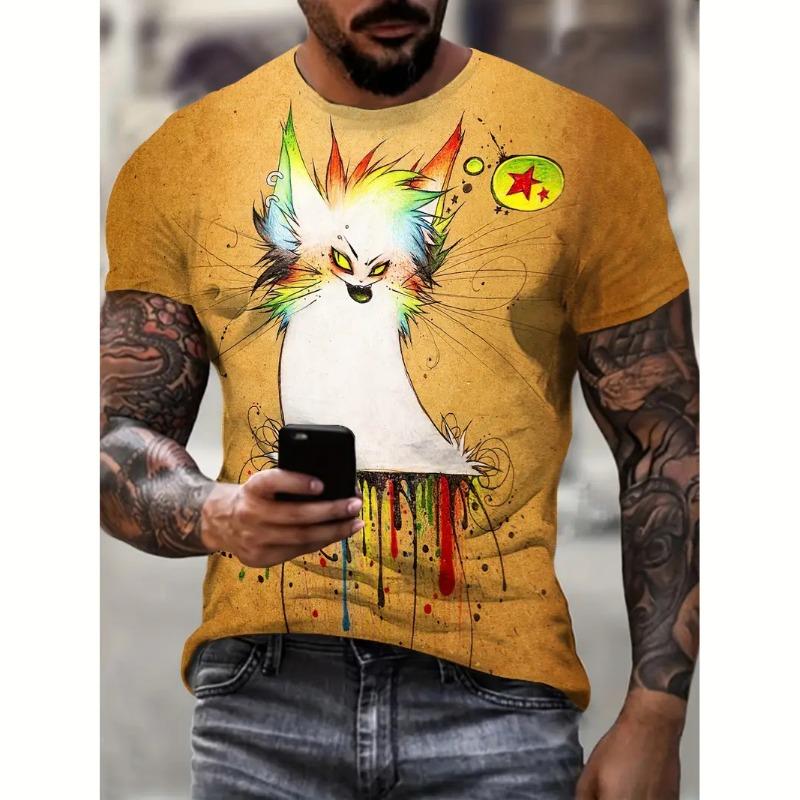 Men‘s T Shirt Casual Short Sleeve Tee Summer Cartoon Animal Print 3D T Shirt Street Fashion Sportshirt Male Oversized Clothes