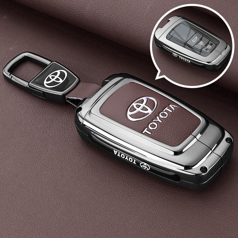 Leather Zinc Alloy Car Key Case for Toyota Corolla Hybrid 2021 Rav4 Land Cruiser Prado Camry Highlander Prius C-HR 2018+