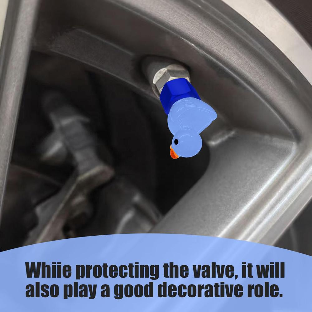 4Pcs Cute Duck Auto Tire Valve Stem Caps Glow In The Dark Tire Valve Caps Tire Air Valve Caps for Cars Motorcycles and Bicycles