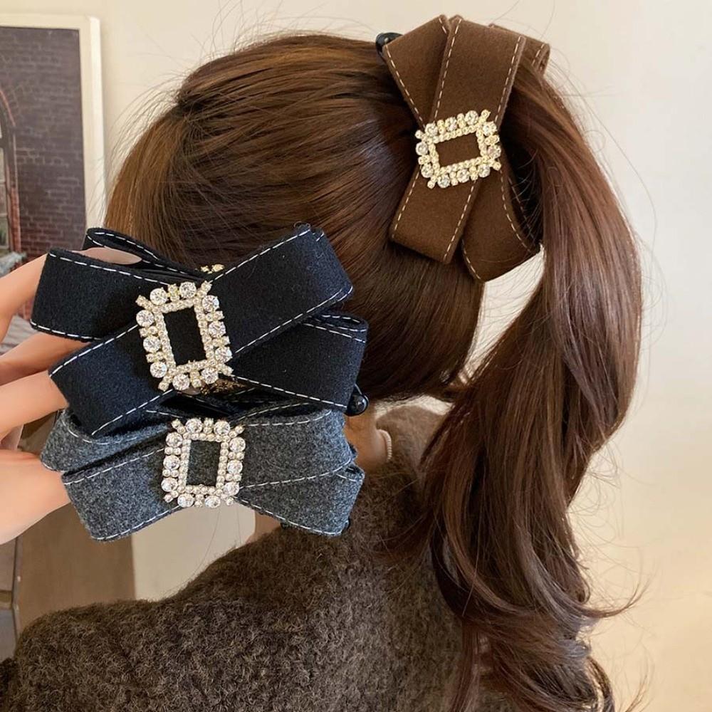 Plastic Bow Banana Clip Elegant Ponytail Holder Fashion Women Vertical Clip  Banquet