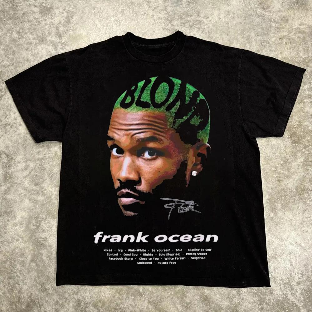 Rapper Frank Retro Graphic T Shirt Men's Hip Hop Ocean Album Clothing T-Shirts Y2k Unisex Blond Fashion Oversized Cotton T-shirt