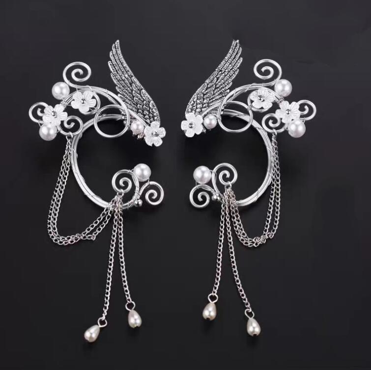 

Висячие зажимы для ушей с длинной кисточкой, аксессуары для ушей феи, зажим для ушей для женщин